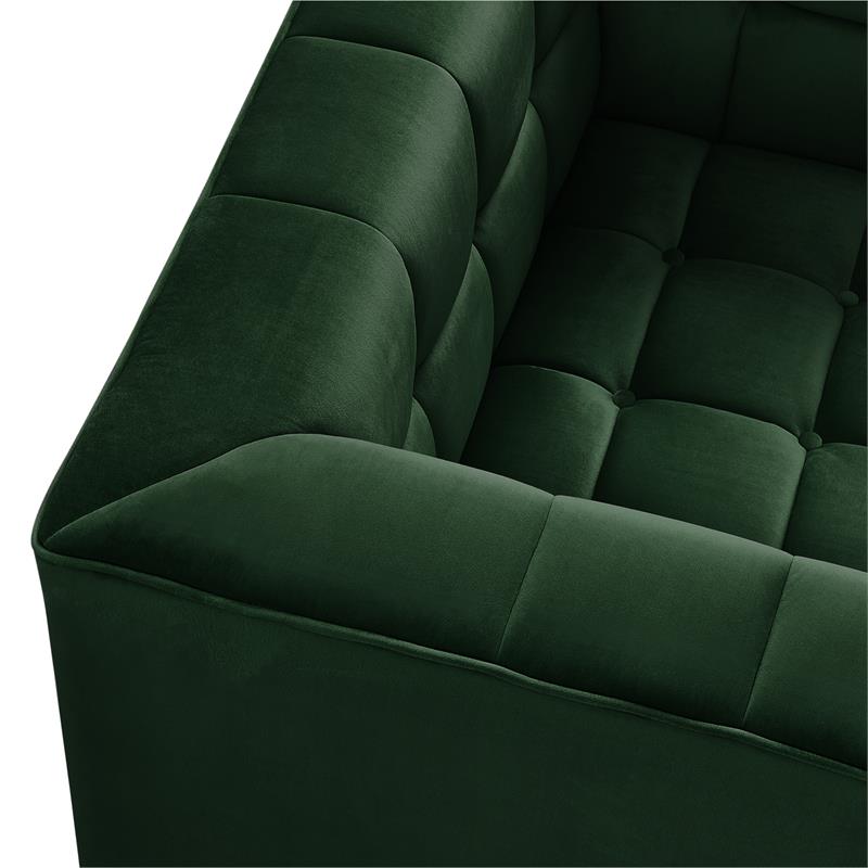 Adalyn Club Chair Hunter Green Velvet  Biscuit Tufted Lucite Leg