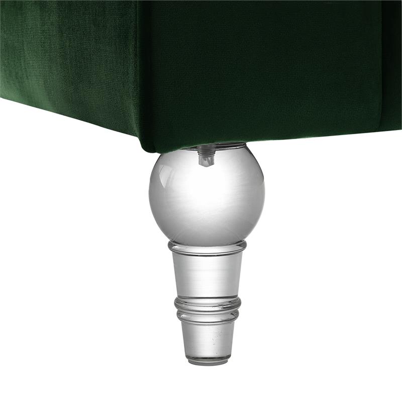 Adalyn Club Chair Hunter Green Velvet  Biscuit Tufted Lucite Leg