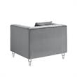 Adalyn Club Chair Gray Velvet  Biscuit Tufted Lucite Leg