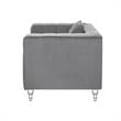 Adalyn Club Chair Gray Velvet  Biscuit Tufted Lucite Leg