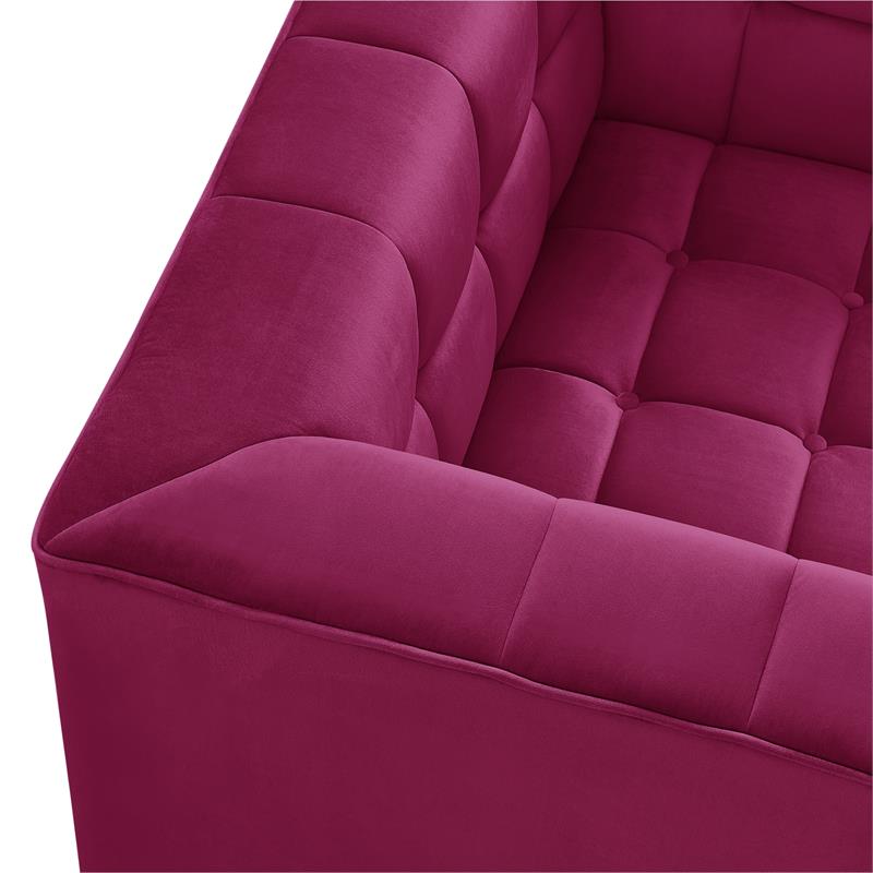 Adalyn Club Chair Fuchsia Pink Velvet  Biscuit Tufted Lucite Leg
