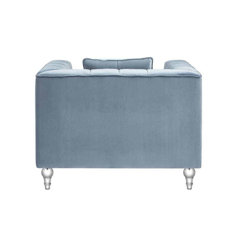 Adalyn Club Chair Teal Blue Velvet  Biscuit Tufted Lucite Leg