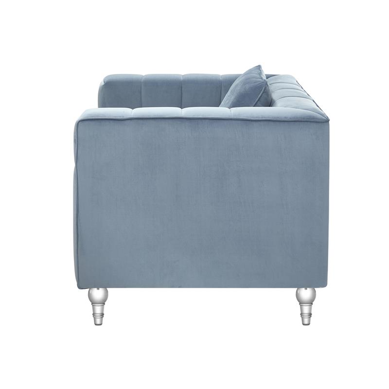 Adalyn Club Chair Teal Blue Velvet  Biscuit Tufted Lucite Leg