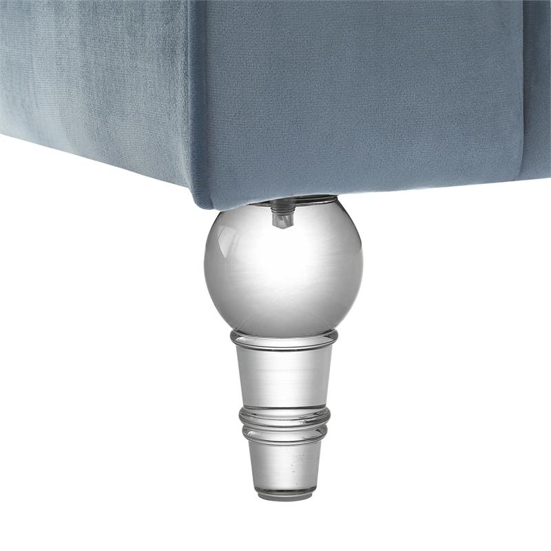 Adalyn Club Chair Teal Blue Velvet  Biscuit Tufted Lucite Leg