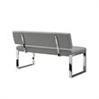 Mabel Bench Gray Leather PU  Upholstered Chrome Legs Rectangular
