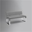 Mabel Bench Gray Leather PU  Upholstered Chrome Legs Rectangular