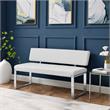 Mabel  Bench White Leather PU Upholstered Chrome Legs Rectangular