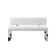 Mabel  Bench White Leather PU Upholstered Chrome Legs Rectangular