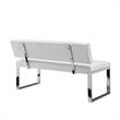 Mabel  Bench White Leather PU Upholstered Chrome Legs Rectangular