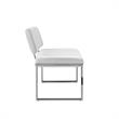 Mabel  Bench White Leather PU Upholstered Chrome Legs Rectangular
