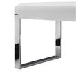 Mabel  Bench White Leather PU Upholstered Chrome Legs Rectangular