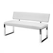 Mabel  Bench White Leather PU Upholstered Chrome Legs Rectangular