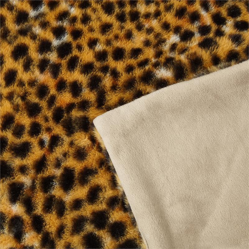Maia Throw Cheetah Polyester Microfiber 50 In x 60 In Print Rabbit Fur in Brown