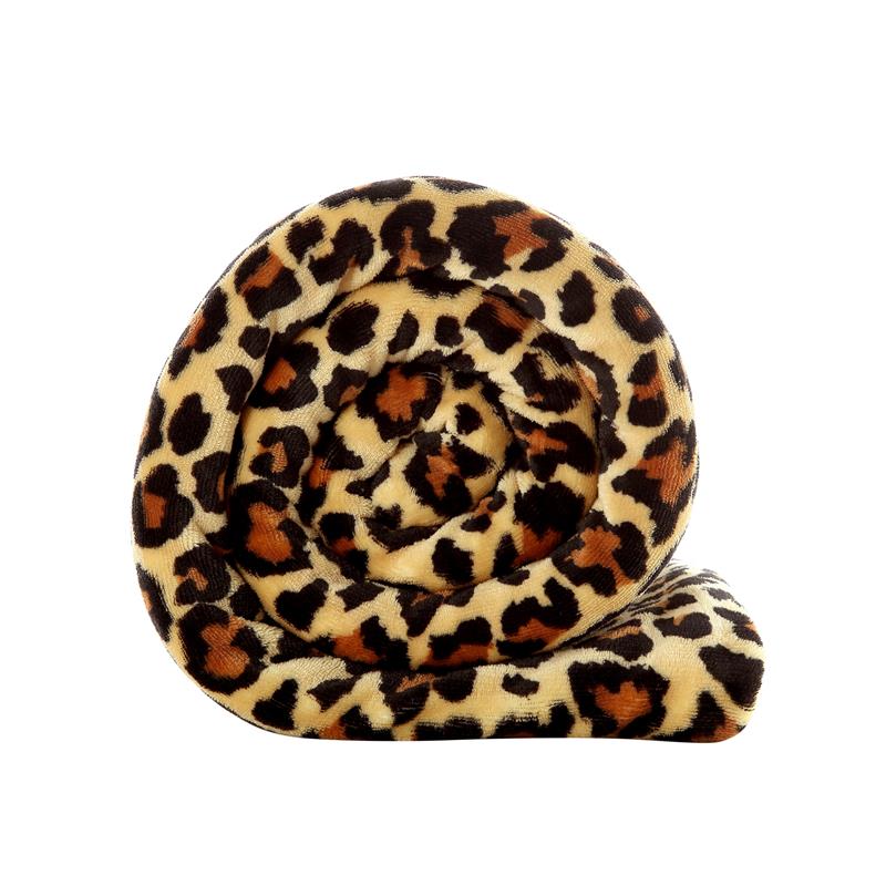 Skyla Throw Leopard Polyester Microfiber 50 In x 60 In Reverse Sherpa in Brown