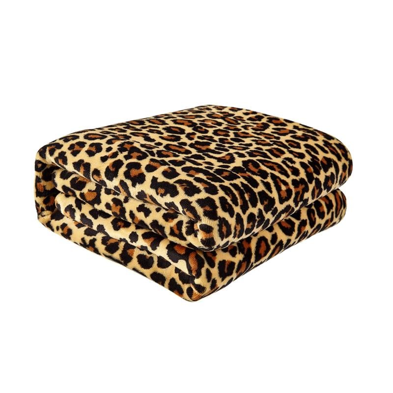 Skyla Throw Leopard Polyester Microfiber 50 In x 60 In Reverse Sherpa in Brown