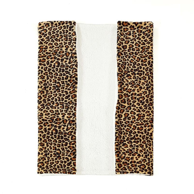 Skyla Throw Leopard Polyester Microfiber 50 In x 60 In Reverse Sherpa in Brown