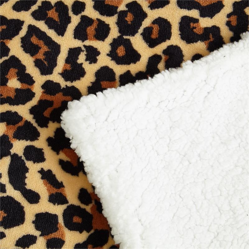 Skyla Throw Leopard Polyester Microfiber 50 In x 60 In Reverse Sherpa in Brown