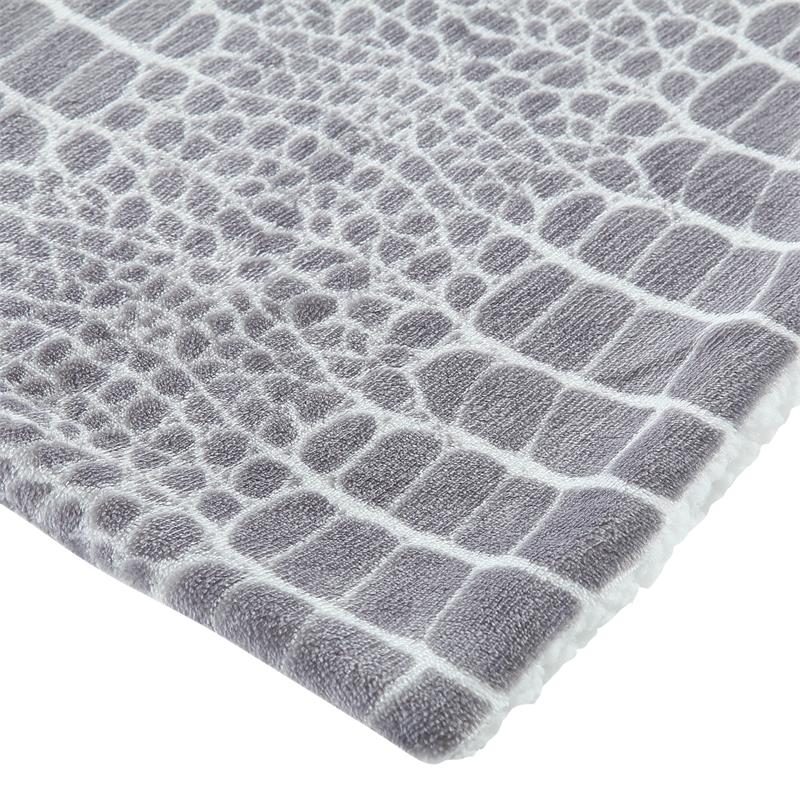Skyla Throw Crocodile Polyester Microfiber 50 In x 60 In Reverse Sherpa in Gray