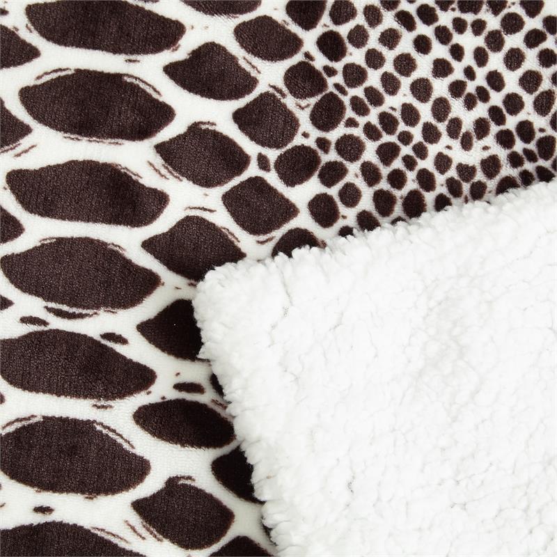 Skyla Throw Snake Polyester Microfiber 50 In x 60 In Reverse Sherpa in Brown