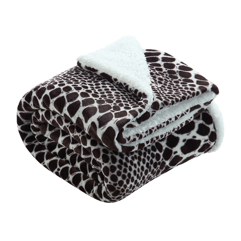 Skyla Throw Snake Polyester Microfiber 50 In x 60 In Reverse Sherpa in Brown