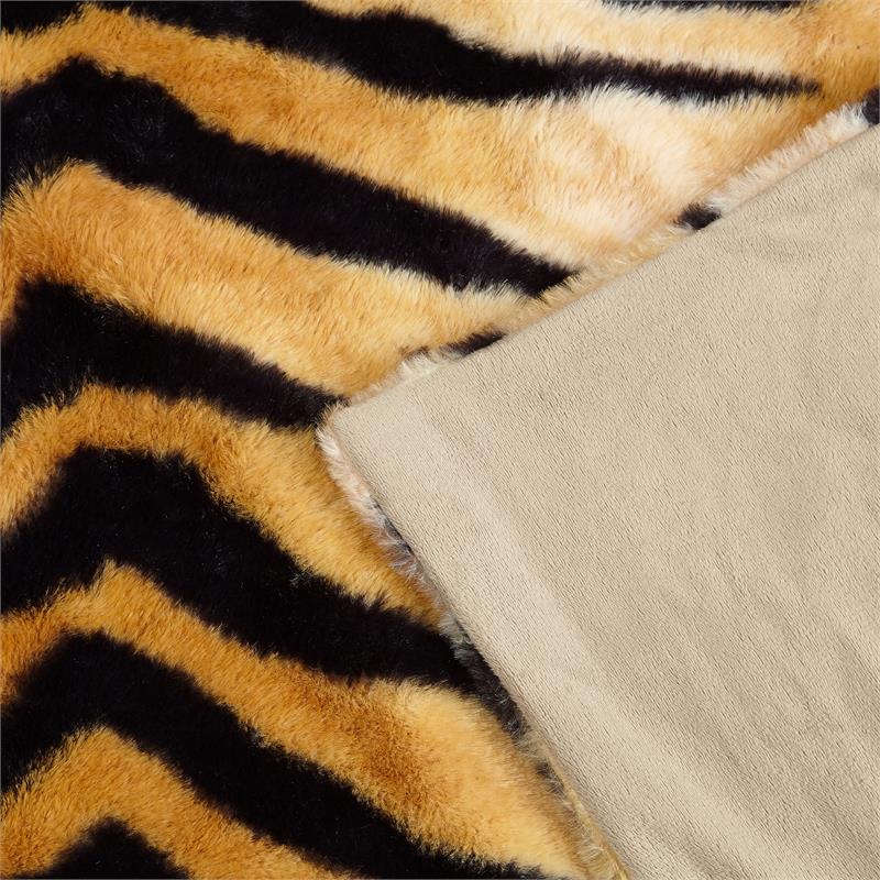 Maia Throw Tiger Polyester Microfiber 50 In x 60 In Printed Rabbit Fur in Orange