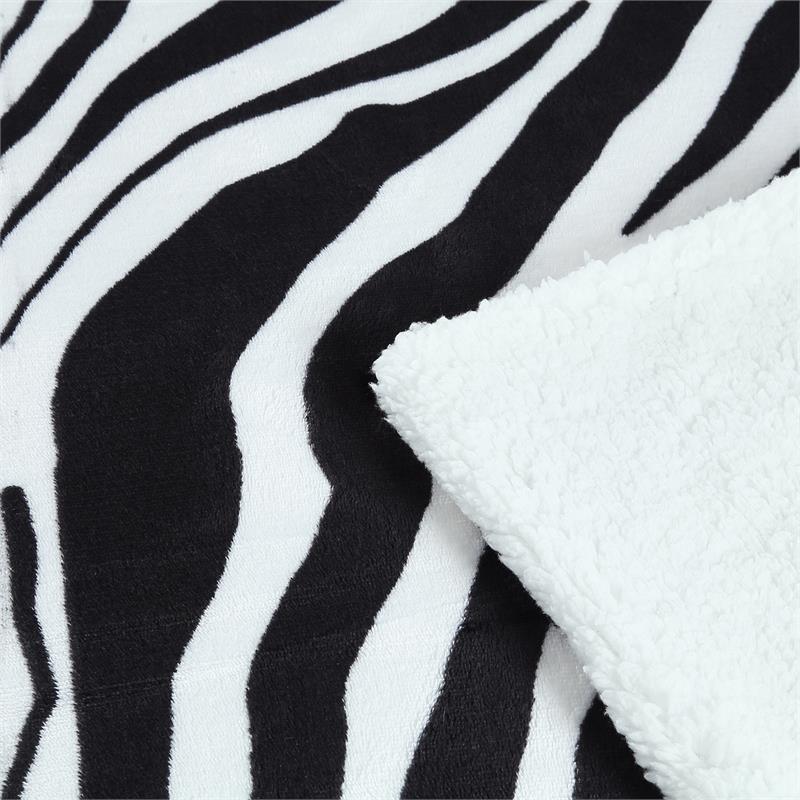 Skyla Throw Zebra Polyester 50 In X 60 In Reverse Sherpa Cozy