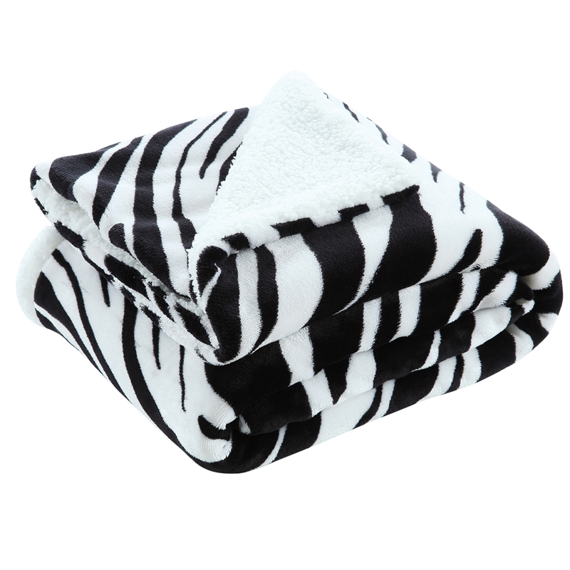 Skyla Throw Zebra Polyester 50 In X 60 In Reverse Sherpa Cozy