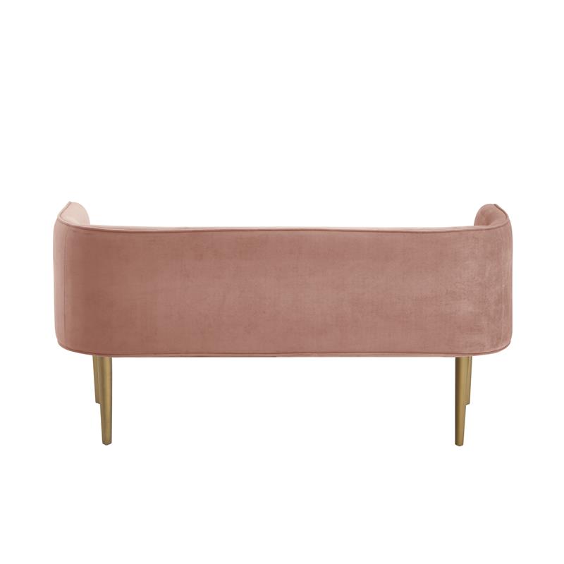 Matthias Rectangular Bench Blush Velvet  Upholstered Brushed Legs