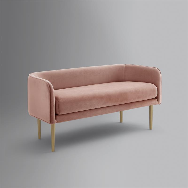 Matthias Rectangular Bench Blush Velvet  Upholstered Brushed Legs