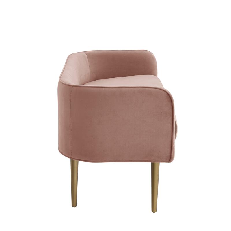 Matthias Rectangular Bench Blush Velvet  Upholstered Brushed Legs