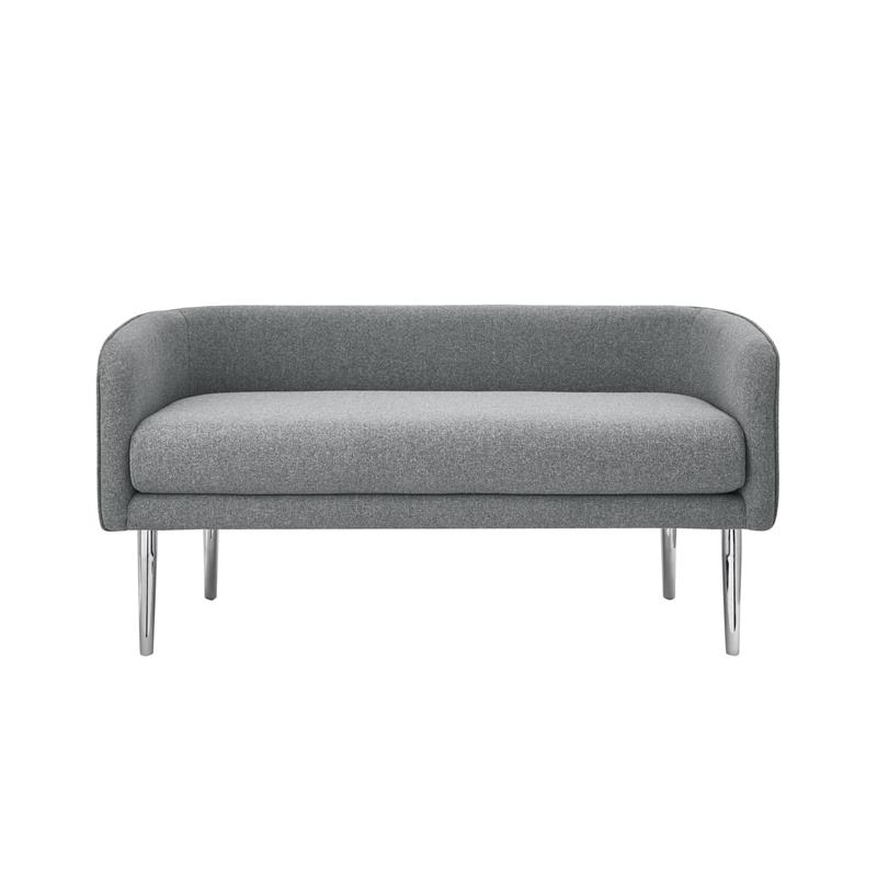 Matthias Rectangular Bench Gray Linen  Upholstered Polished Legs