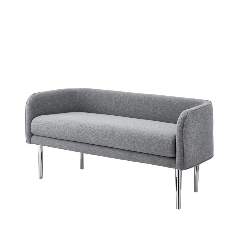 Matthias Rectangular Bench Gray Linen  Upholstered Polished Legs