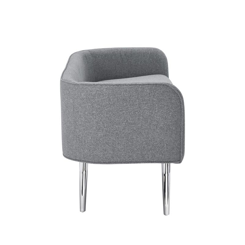 Matthias Rectangular Bench Gray Linen  Upholstered Polished Legs