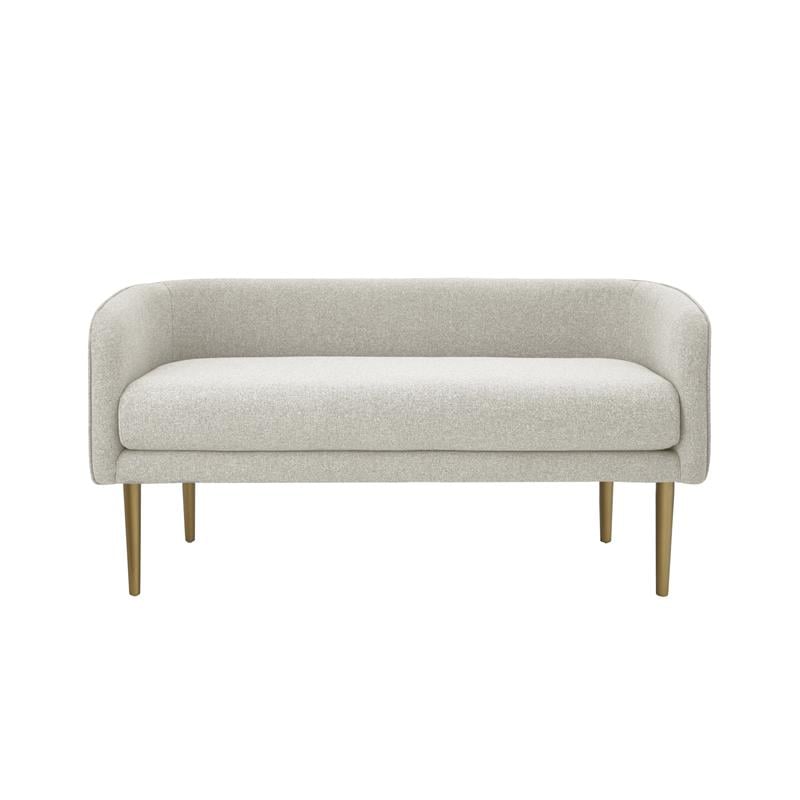 Matthias Rectangular Bench Cream White Linen Upholstered Brushed Legs