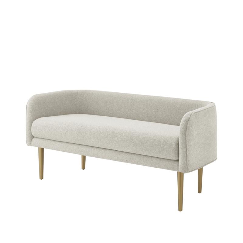 Matthias Rectangular Bench Cream White Linen Upholstered Brushed Legs
