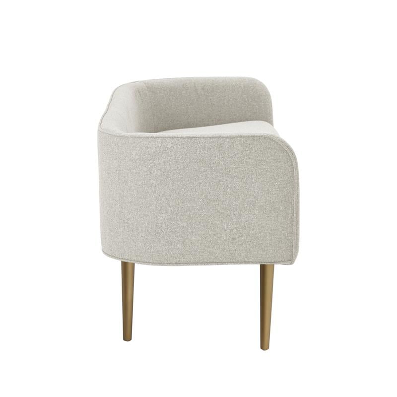 Matthias Rectangular Bench Cream White Linen Upholstered Brushed Legs