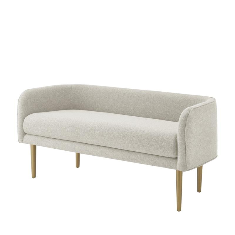 Matthias Rectangular Bench Cream White Linen Upholstered Brushed Legs