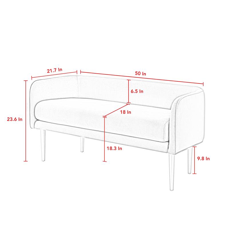 Matthias Rectangular Bench Gray Velvet  Upholstered Polished Legs