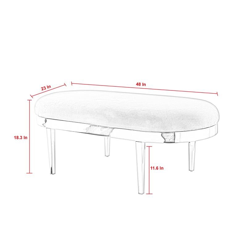 Issac Oval Bench Blush Velvet  Upholstered Polished Legs