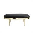 Issac Oval Bench Black Leather PU  Upholstered Polished Legs