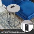 Annabel End Table Gray/Chrome with Veneer Top Chrome Metal Base