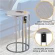 Annabel End Table Gray/Chrome with Veneer Top Chrome Metal Base