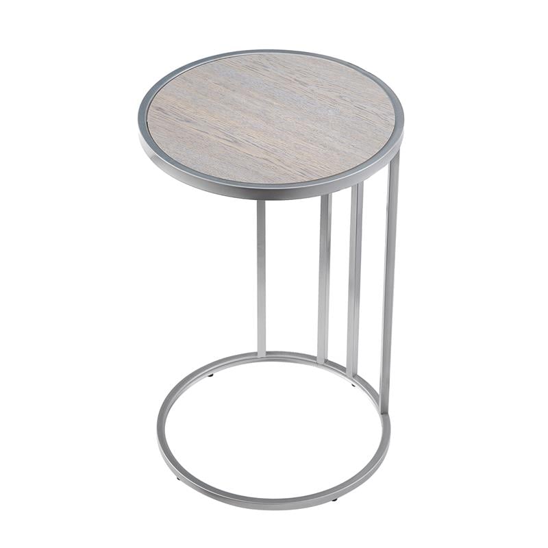 Annabel End Table Gray/Chrome with Veneer Top Chrome Metal Base