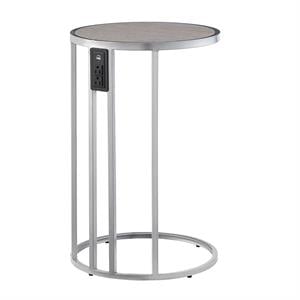 Annabel End Table Gray/Chrome with Veneer Top Chrome Metal Base
