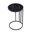 Annabel End Table Black with Faux Marble Veneer Top Black Metal Base