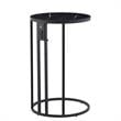 Annabel End Table Black with Faux Marble Veneer Top Black Metal Base