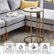 Annabel End Table White with Faux Marble Veneer Top Gold Metal Base
