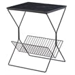 Quinton End Table Black/Black Rectangular Faux Marble Magazine Holder