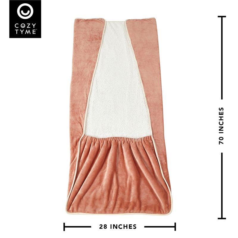 Mekhi Sherpa Polyester Throw Blanket with Feet Pocket Blush Pink 28