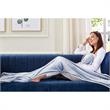 Mekhi Sherpa Polyester Throw Blanket with Feet Pocket Light Blue 28